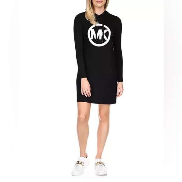 MICHAEL Michael Kors Black Circle Logo Hoodie Dress Women’s Size Petite Small - Picture 7 of 7